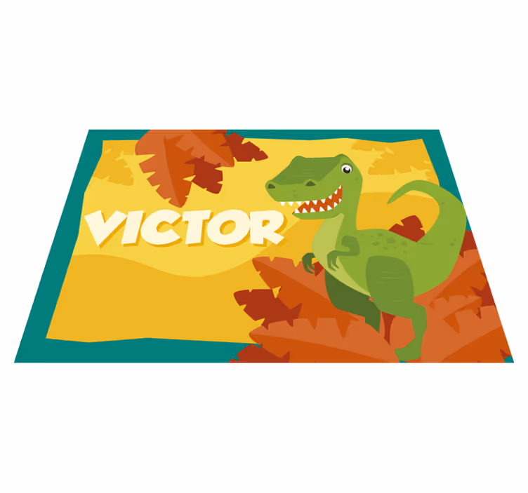 Dinosaurus vinyl tapijt met naam - TenStickers