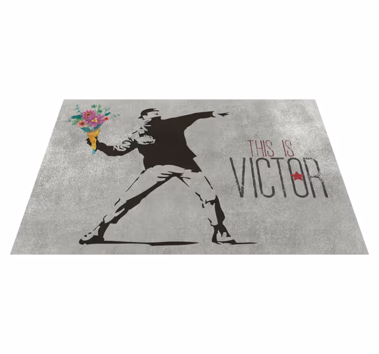 Banksy ontwerp vinyl tapijt met naam - TenStickers