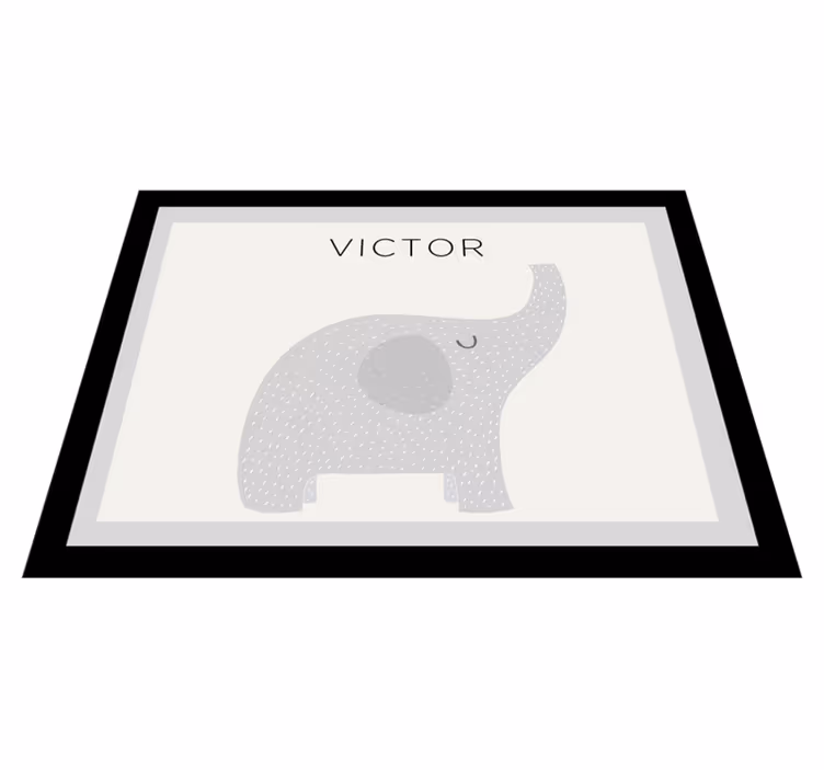 Gepersonaliseerde olifant vinyl tapijt met naam - TenStickers