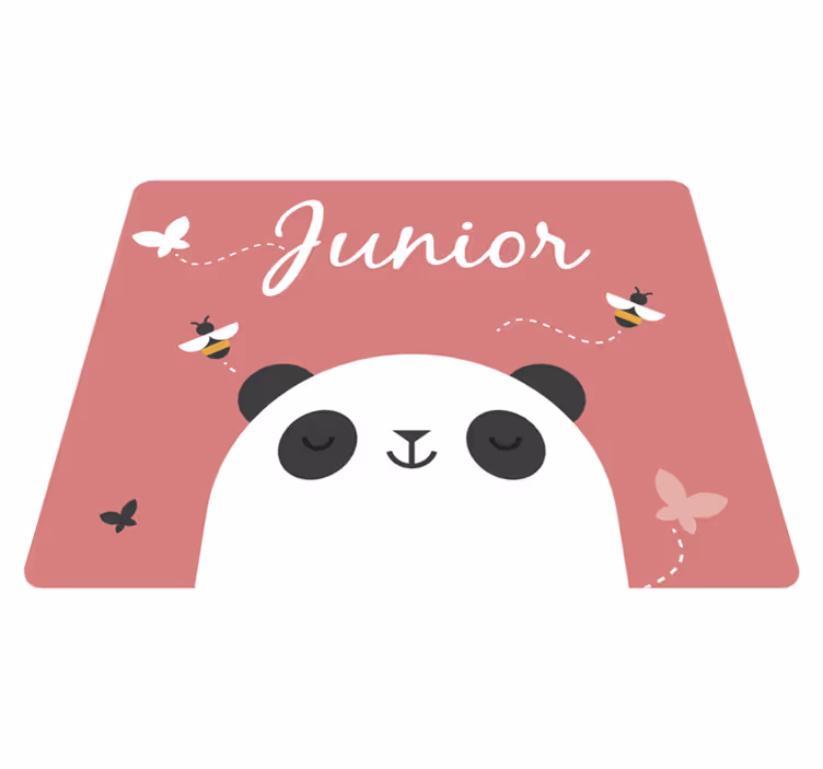 Gepersonaliseerde panda vinyl tapijt met naam - TenStickers