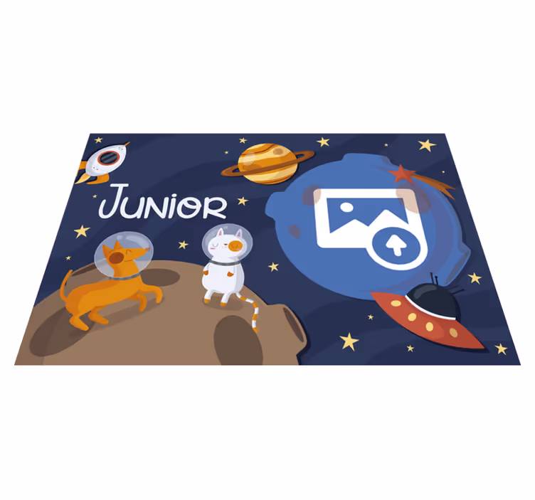 Ruimte thema vinyl tapijt met naam - TenStickers