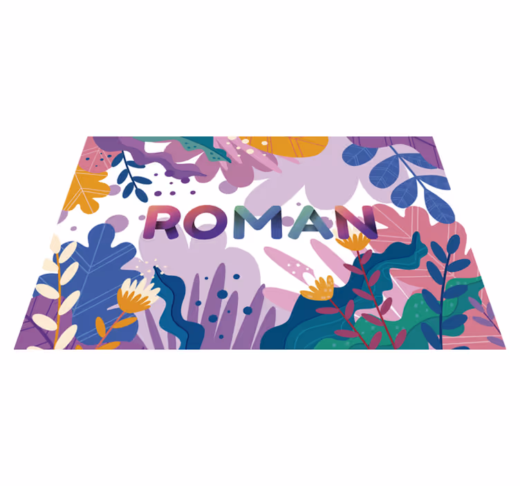 Gepersonaliseerd botanisch vinyl tapijt met naam - TenStickers