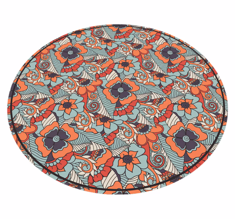Bloemenmandalapatroon vinyl tapijt bloemen en planten - TenStickers