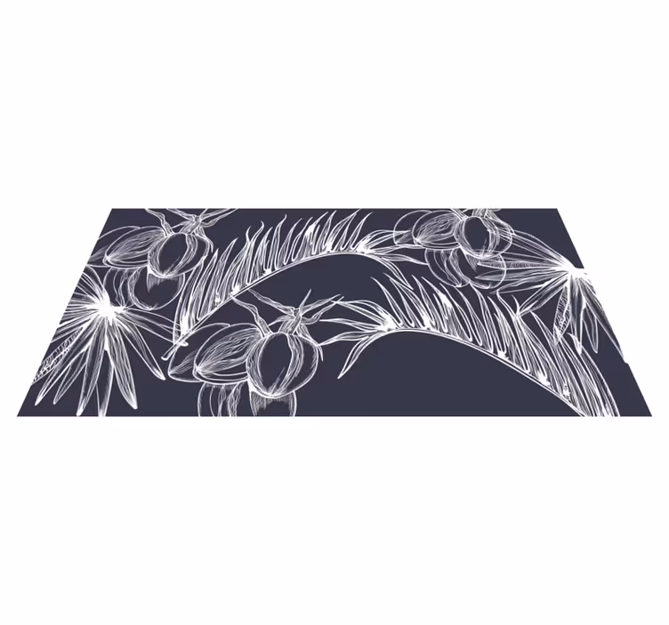 Botanische lijnkunst vinyl tapijt bloemen en planten - TenStickers