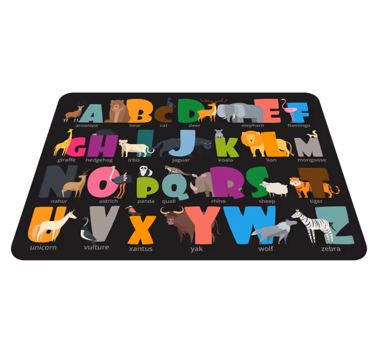 Alfabetische fauna vinyl tapijt alfabet - TenStickers