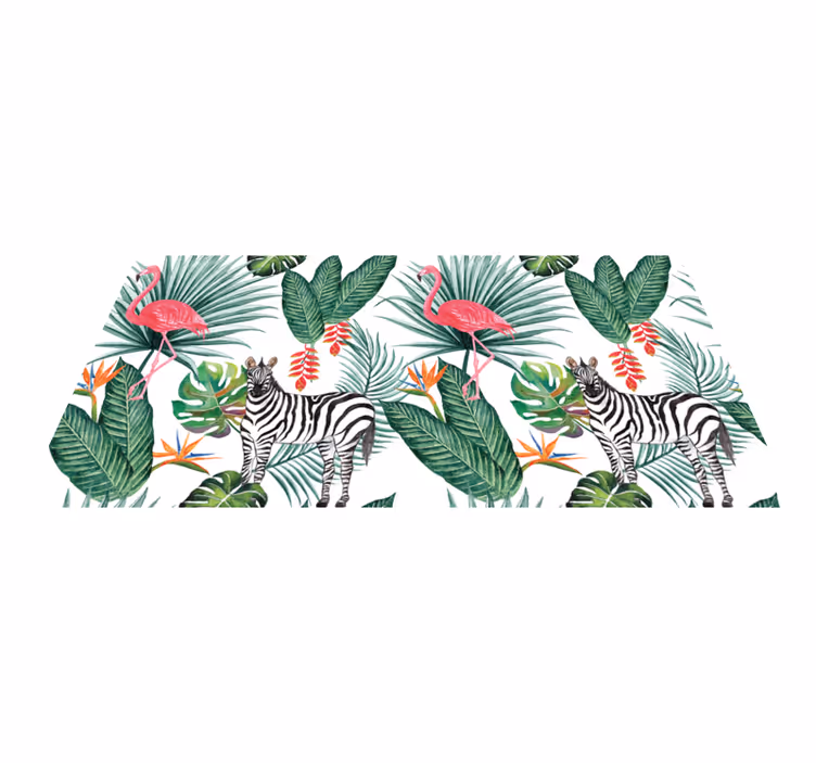 Flamingo & zebra vinyl vloerkleed - TenStickers