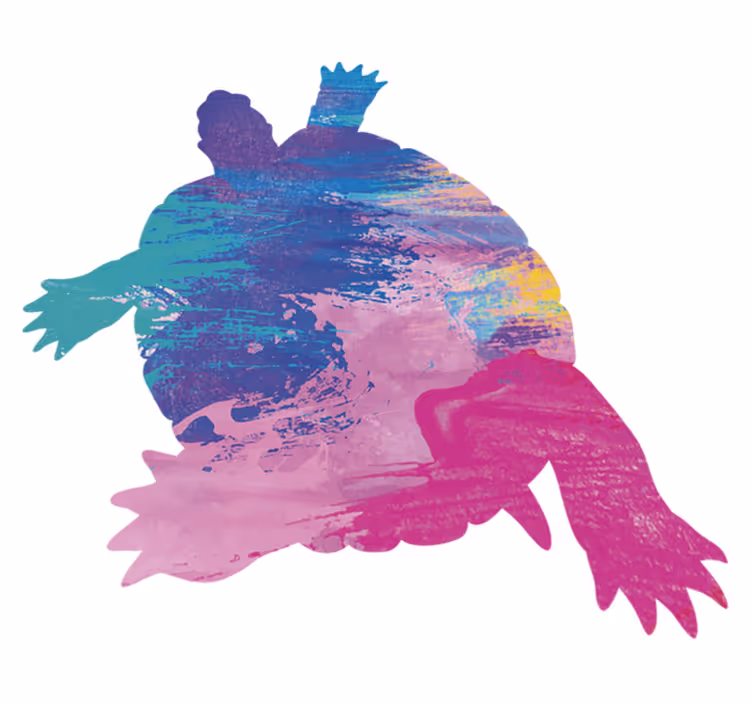 Kleurrijk schildpadsilhouet dieren vinyl tapijt - TenStickers
