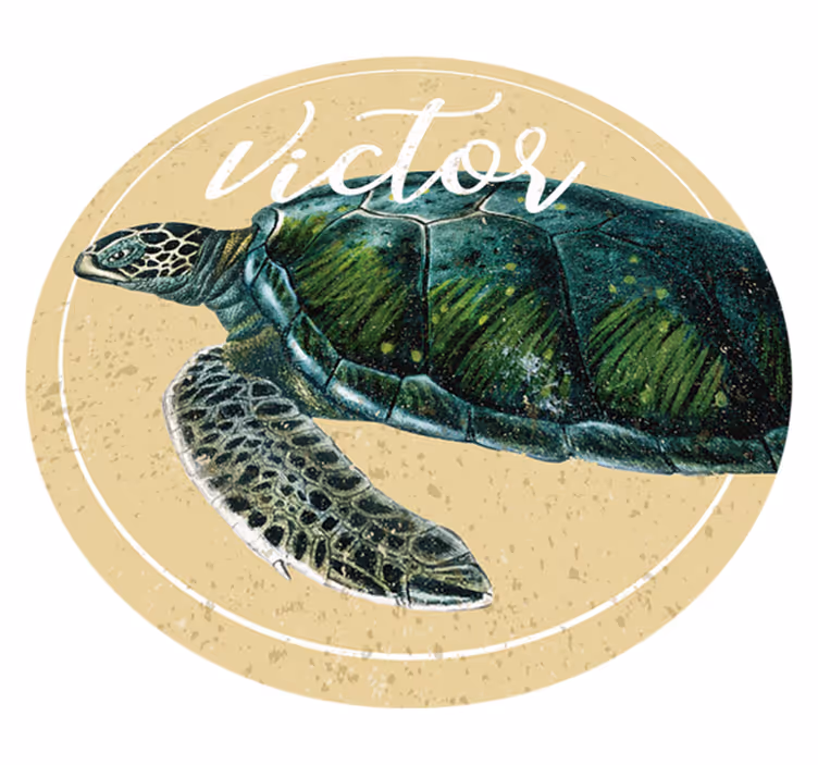 Gepersonaliseerde schildpad vinyl tapijt met naam - TenStickers