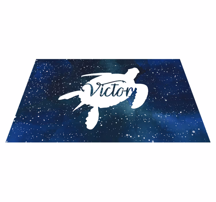Sterrenzeeschildpad vinyl tapijt met naam - TenStickers