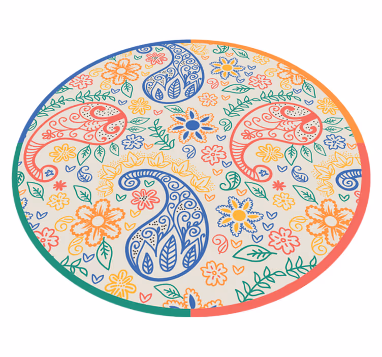 Bloemige paisley-motieven vinyl tapijt  - TenStickers