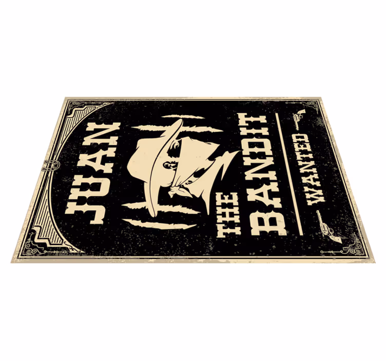 Westers bandietenthema vinyl tapijt met naam - TenStickers