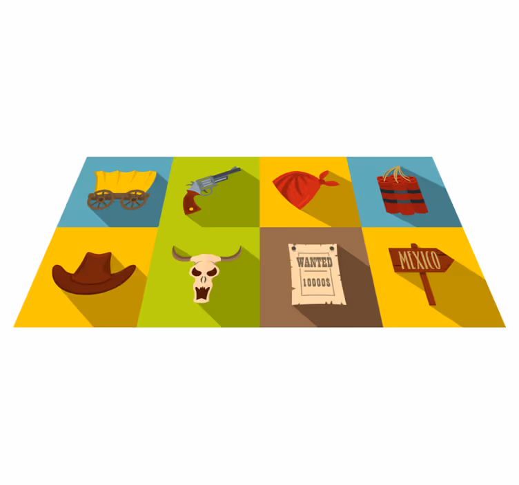 Westers avontuur vinyl tapijt spel - TenStickers