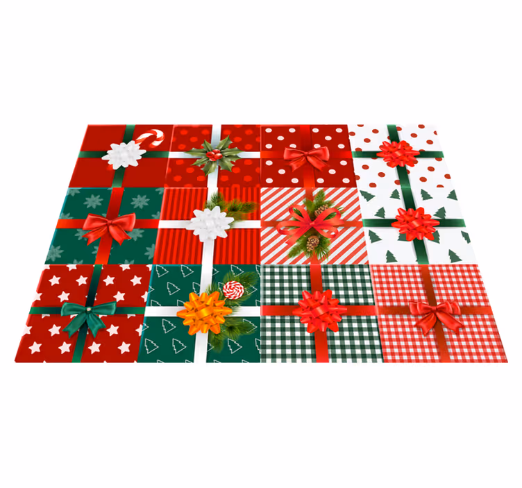 Feestelijke cadeaupatronen vinyl tapijt kerstmis - TenStickers