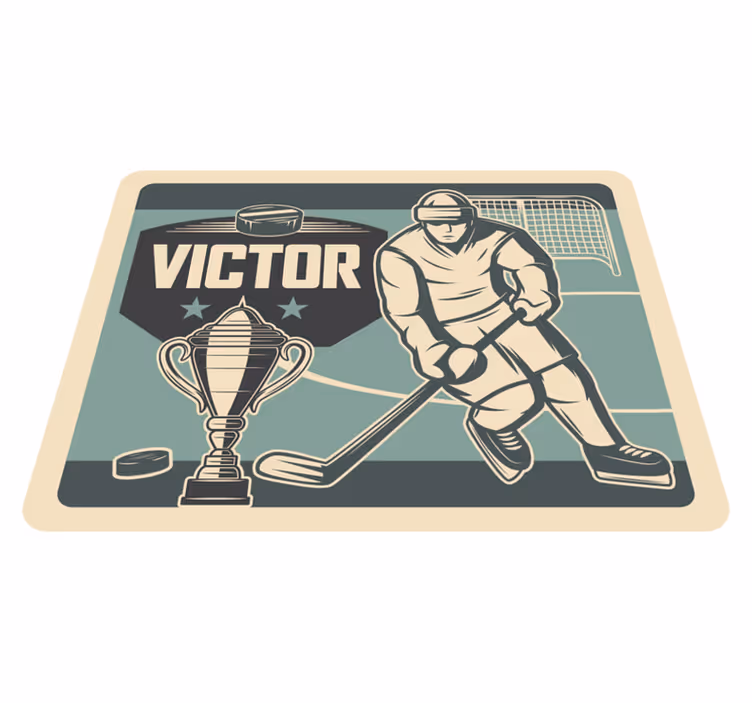 Aanpasbare sportafbeelding vinyl tapijt met naam - TenStickers