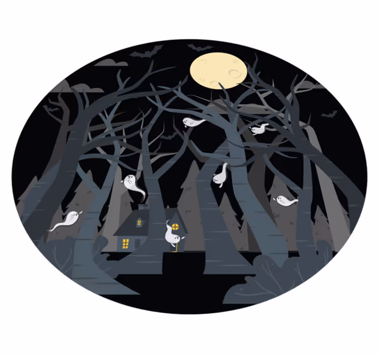 Griezelig bostafereel vinyl tapijt Halloween - TenStickers