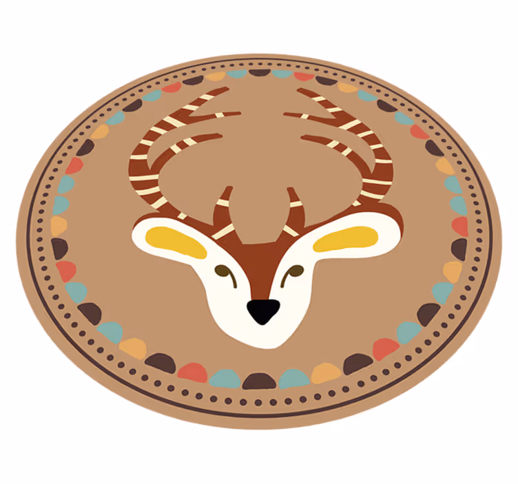 Cirkelvormig hertenmotief vinyl tapijt voor meer kinderen - TenStickers