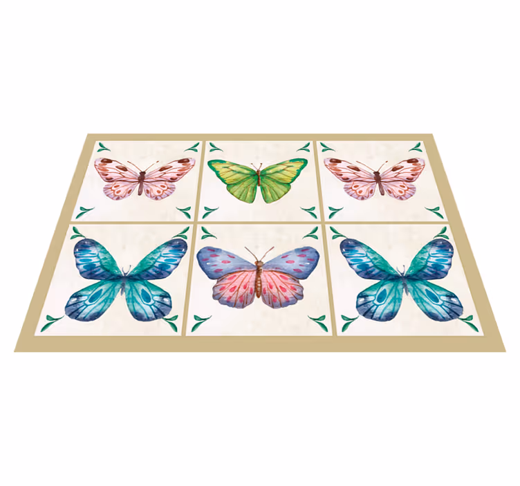 Vlinderillustratie dieren vinyl tapijt - TenStickers