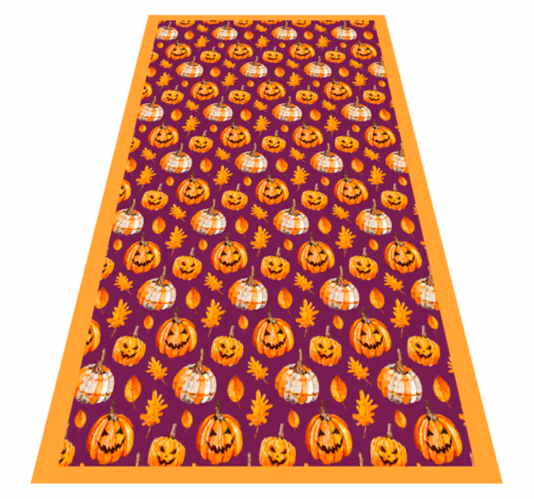Pompoenpatroon vinyl tapijt Halloween - TenStickers
