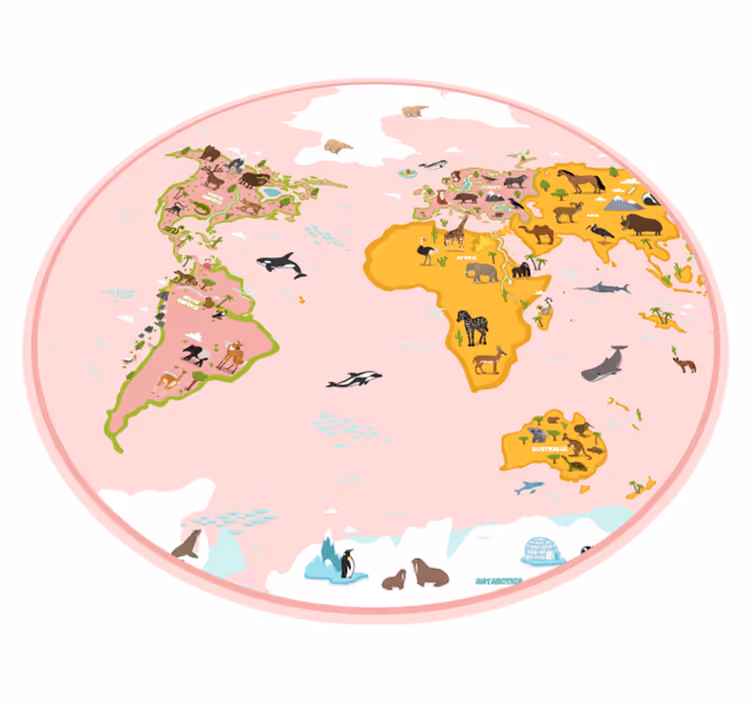 Educatieve cartografie vinyl tapijt wereldkaart - TenStickers