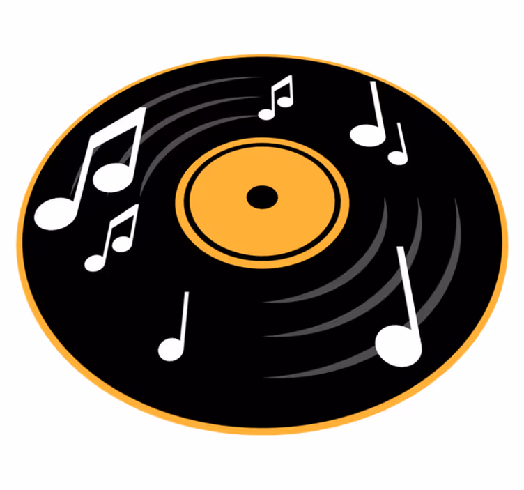 Muziekplaatmotief vinyl vloerkleed rond - TenStickers