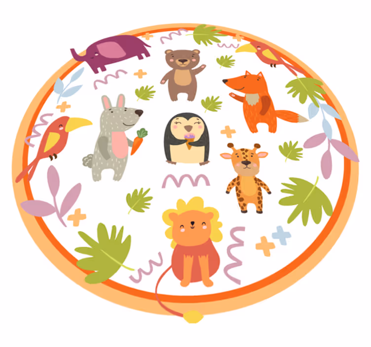 Vinyl vloerkleed dieren Schattige cartoon dierentuindieren - TenStickers