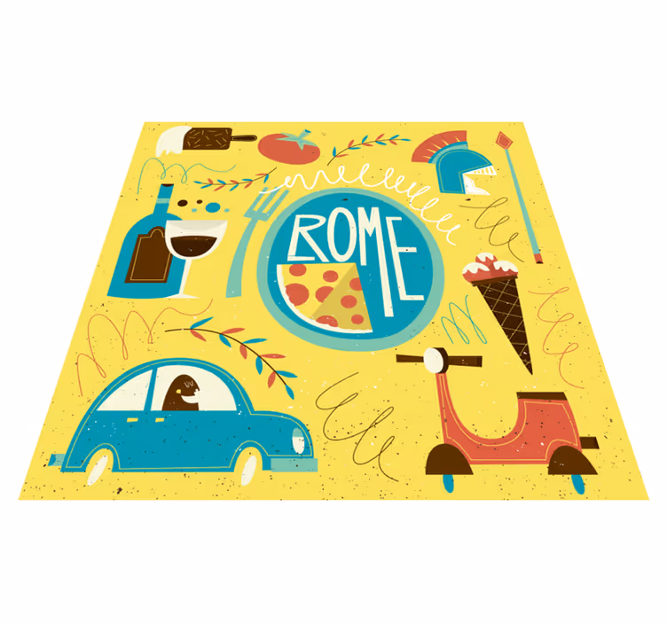 Rome thema illustratie vinyl tapijt alfabet - TenStickers