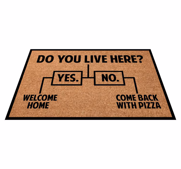 Woon u hier? Ja / nee / pizza op maat gemaakt tapijt - TenStickers