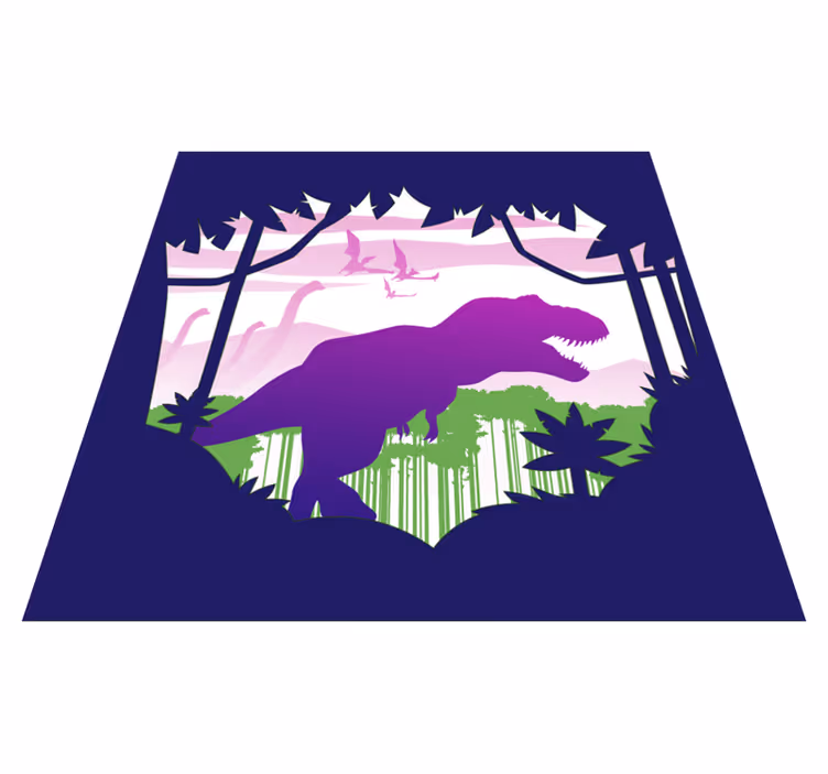Dinosaurus silhouet vinyl tapijt voor meer kinderen - TenStickers