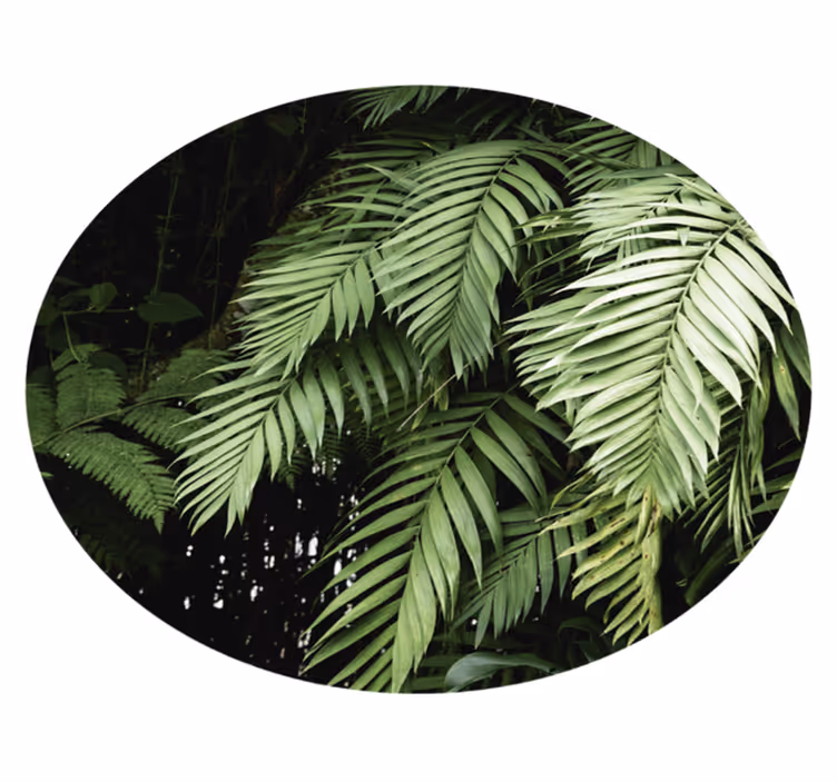 Tropische gebladertecirkel vinyl tapijt bloemen en planten - TenStickers