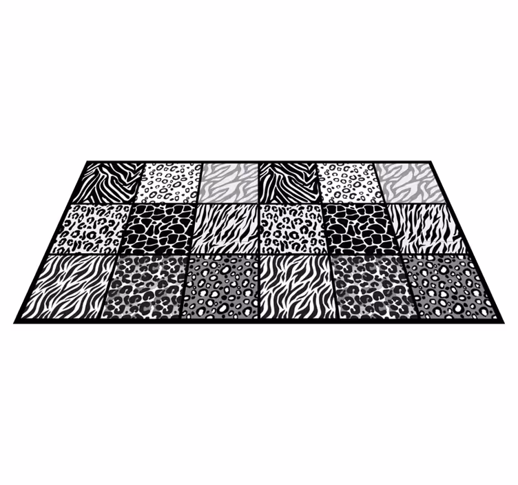 Monochrome safari vinyl tapijt dierenprint - TenStickers