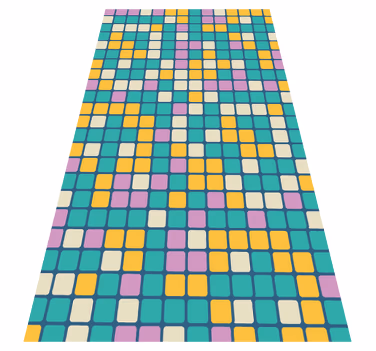 Kleurrijk rasterpatroon vinyl tapijt geometrisch - TenStickers