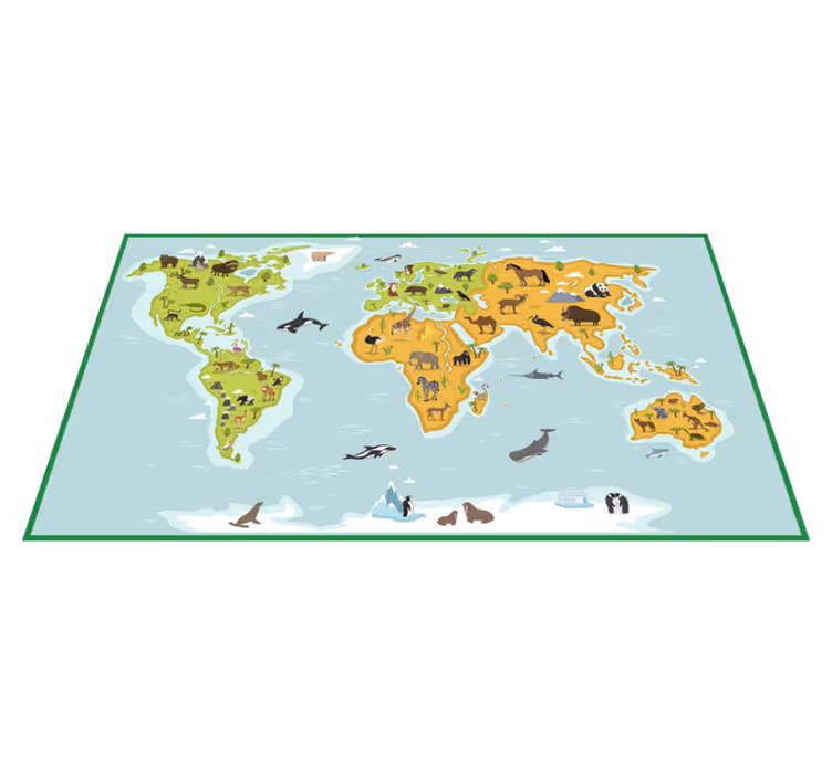 Cartografische verkenning vinyl tapijt wereldkaart - TenStickers