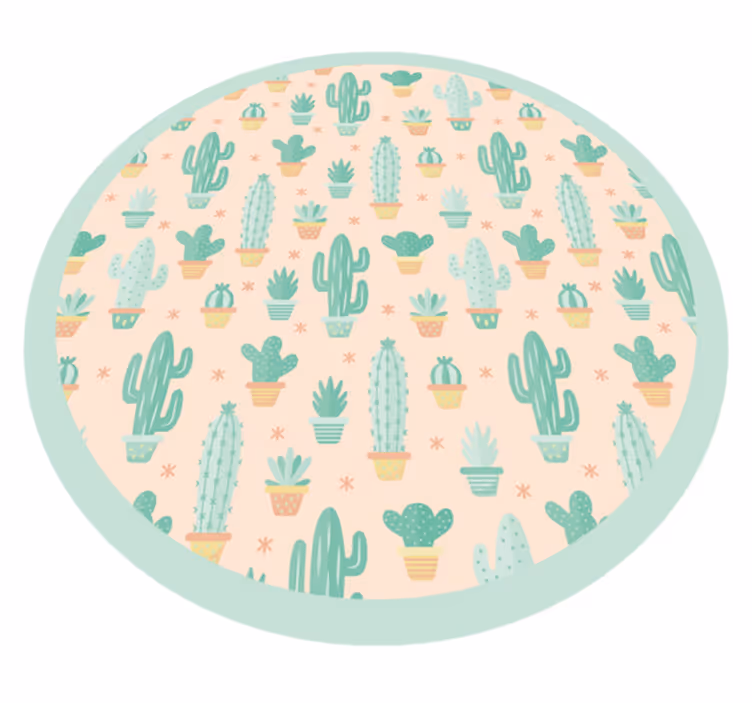Cactussen cirkelvormig patroon vinyl tapijt kind - TenStickers