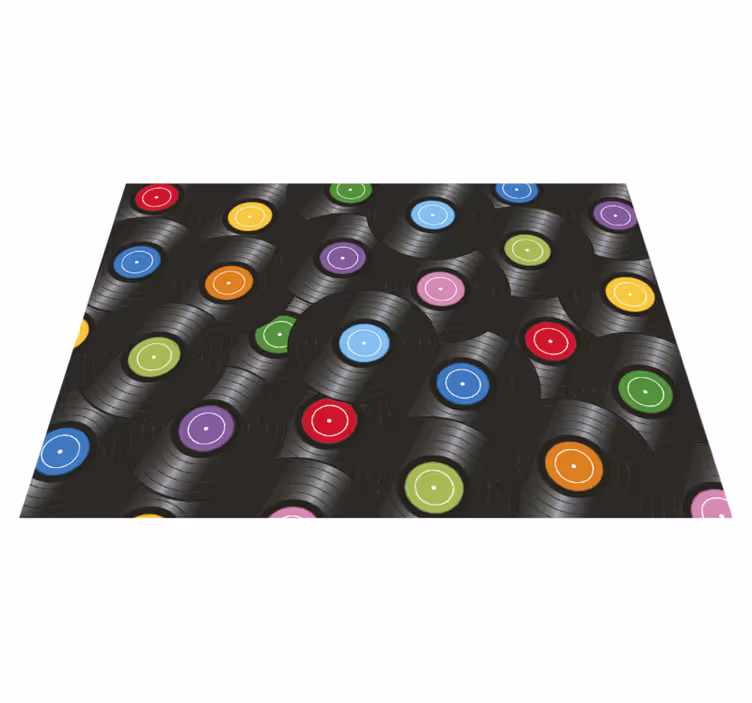 Vinyl tapijt met vinylplaten vintage tapijt - TenStickers