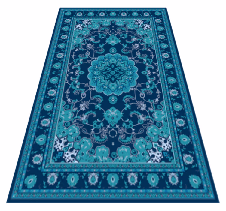 Blauwgroen mandala ontwerp vinyl tapijt  - TenStickers