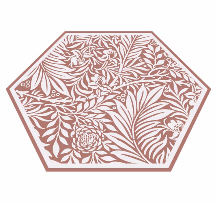 Bloemensymmetrie zeshoek vinyl tapijt bloemen en planten - TenStickers