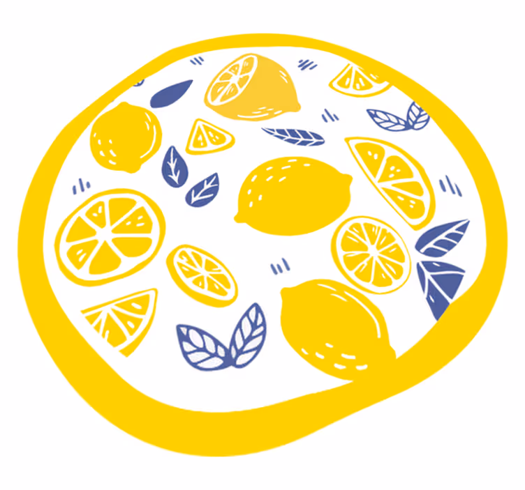 Citrus patroon cirkel vinyl tapijt bloemen en planten - TenStickers