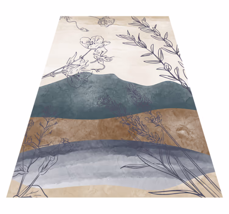 Botanisch silhouet vinyl tapijt bloemen en planten - TenStickers