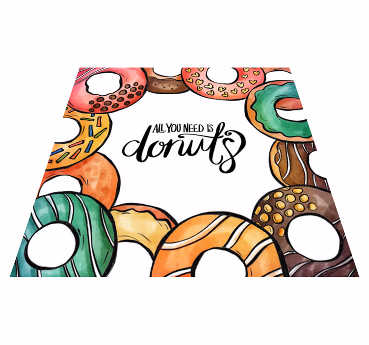 Donutsontwerp nodig vinyl tapijt zinnen en teksten - TenStickers