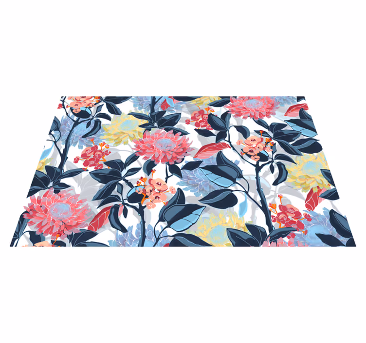 Detail van een bloemstuk vinyl tapijt bloemen en planten - TenStickers