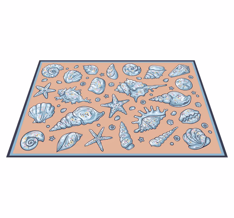 Schelpillustraties vinyl tapijt natuur - TenStickers