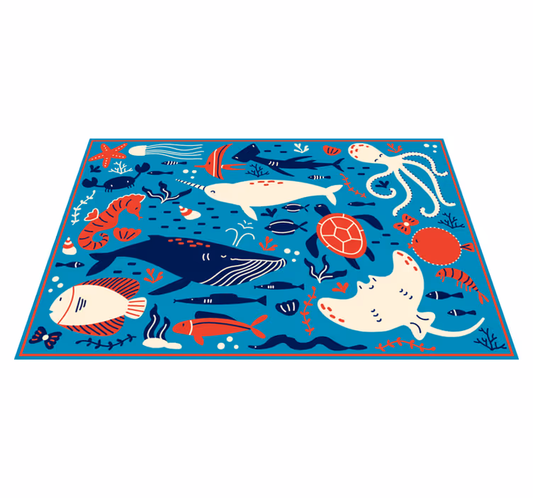 Collage van onderwaterwezens dieren vinyl tapijt - TenStickers