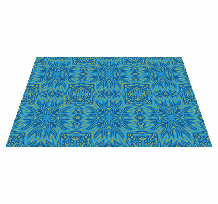 Blauw geïnspireerde symmetrie vinyl tapijt  - TenStickers