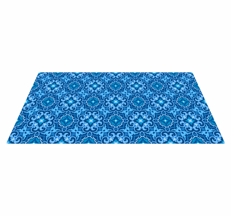 Sierlijk blauw patroon vinyl tapijt tegels - TenStickers