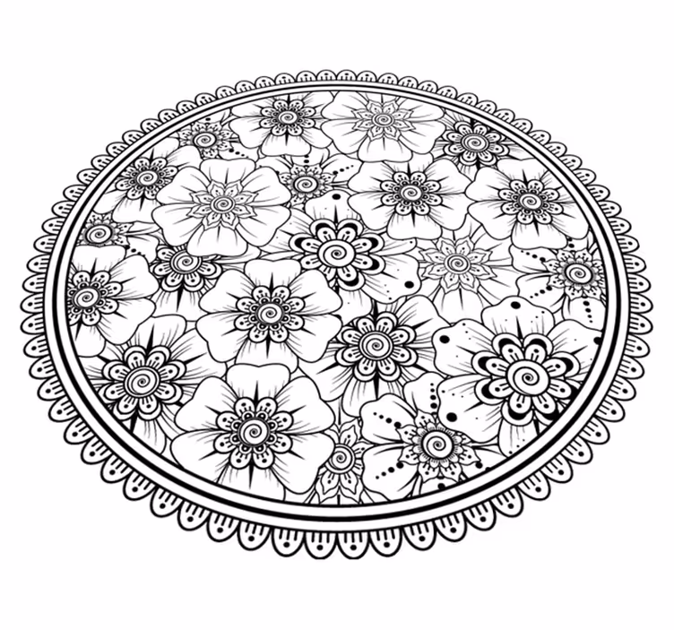 Vinyl tapijt mandala bloemmotief - TenStickers