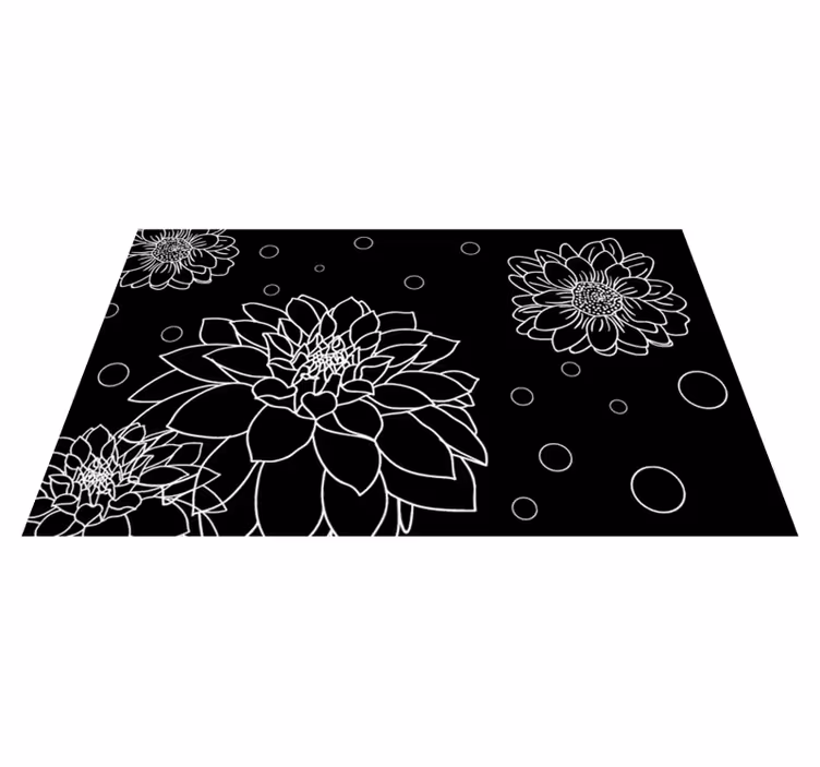 Vinyl tapijt bloemen en planten floral omlijning contrast - TenStickers