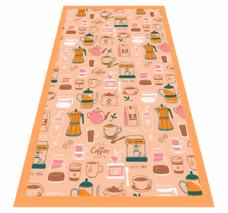 Cafetaria collage vinyl vloerkleed keuken - TenStickers