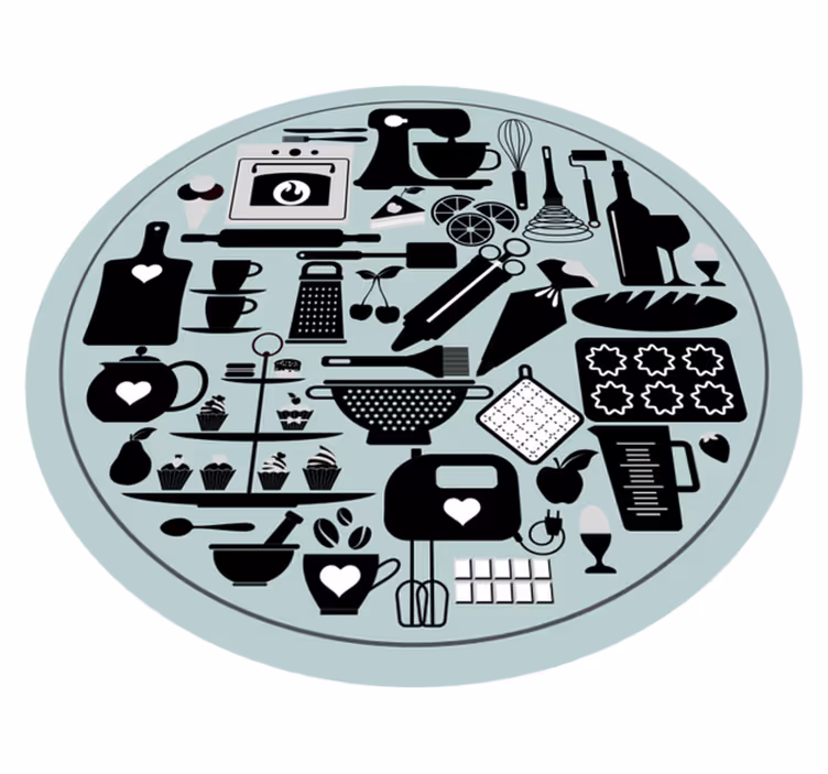 Culinaire silhouetten vinyl vloerkleed keuken - TenStickers