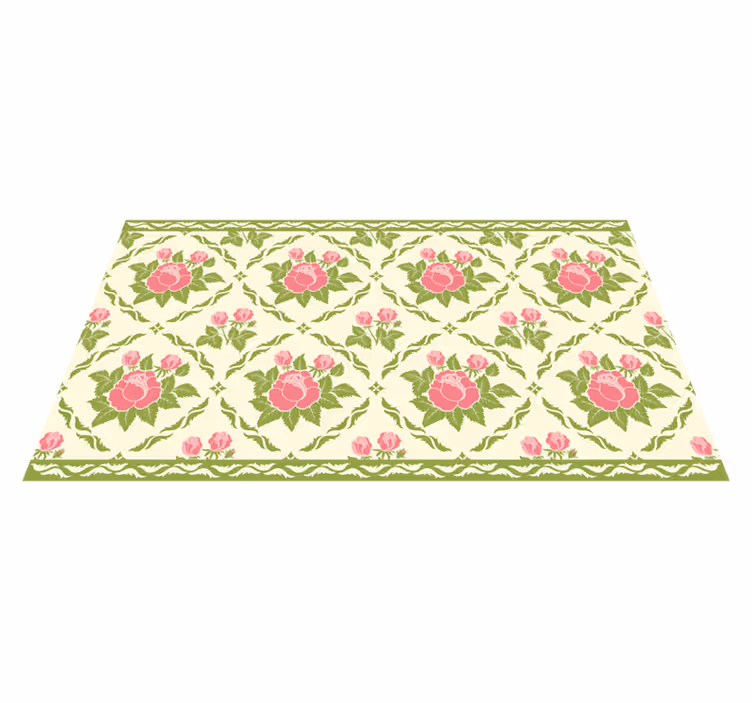 Bloemenrozenpatroon vinyl tapijt bloemen en planten - TenStickers