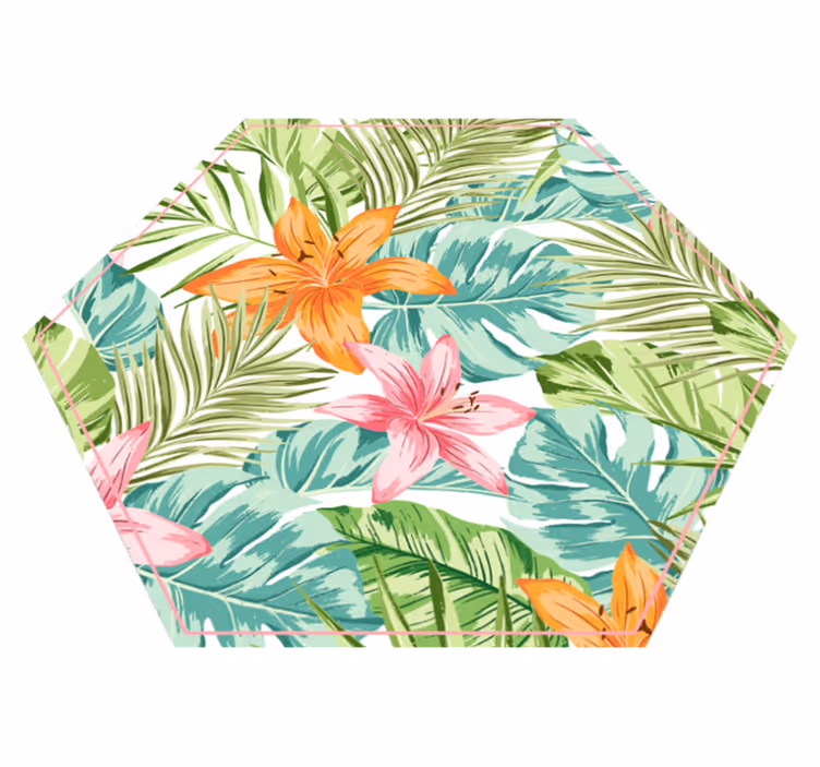 Tropische flora vinyl tapijt bloemen en planten - TenStickers